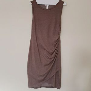 Cotton poly tank dress in light brown heather